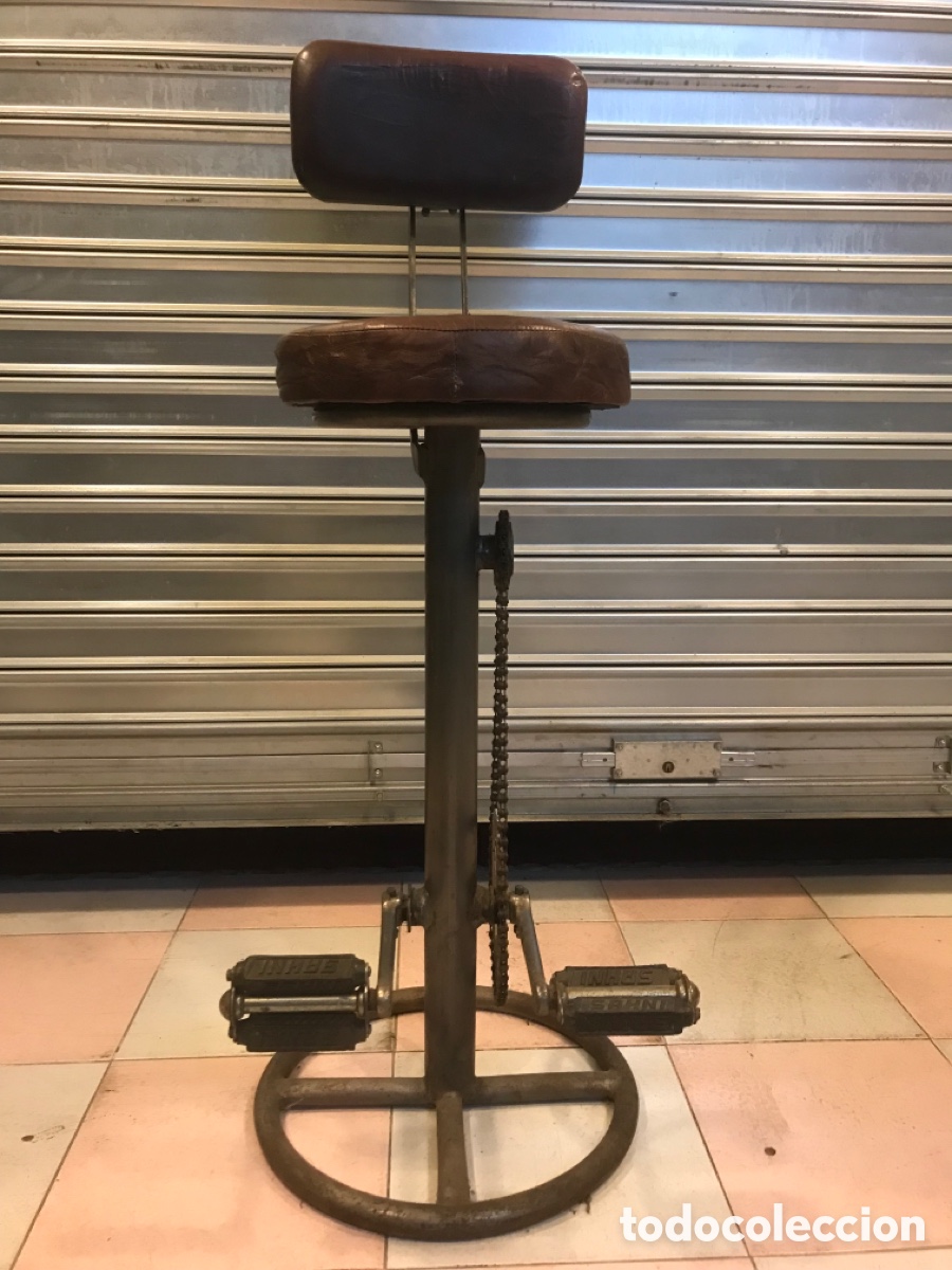 Vintage: Taburete cuero estilo industrial - Foto 1
