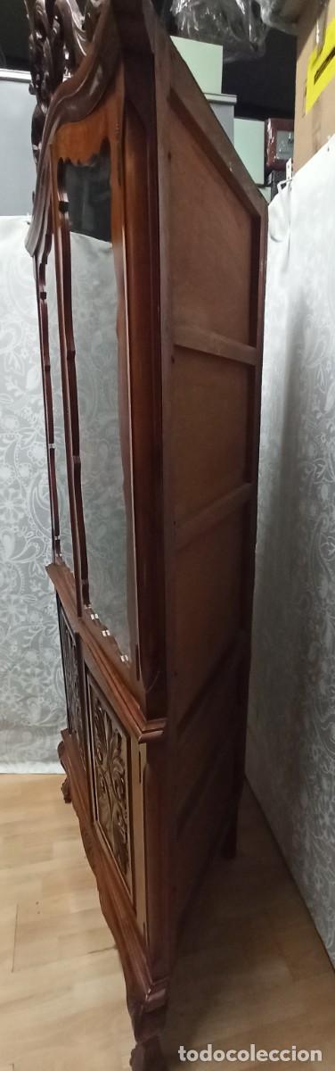 Vintage: VITRINA RINCONERA DE MADERA TALLADA - Foto 6