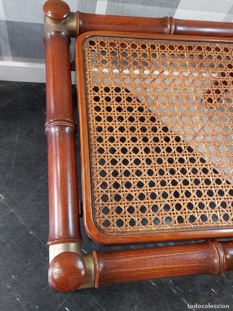 Vintage: Mesa de Madera, lat&oacute;n y rat&aacute;n - Foto 3
