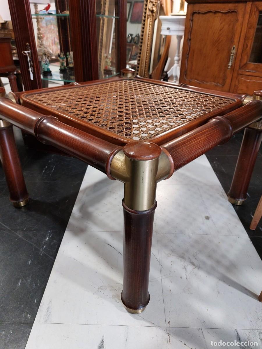 Vintage: Mesa de Madera, lat&oacute;n y rat&aacute;n - Foto 4