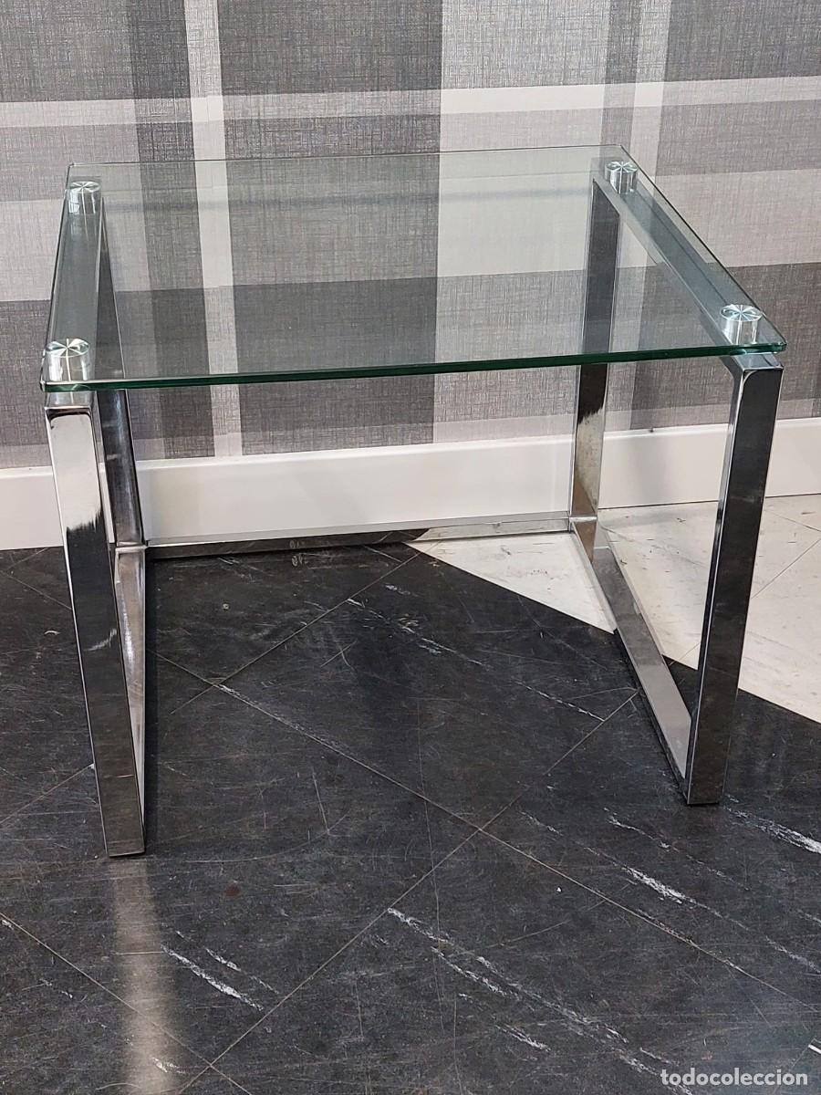Vintage: Mesa de centro, metal cromado y cristal - Foto 1