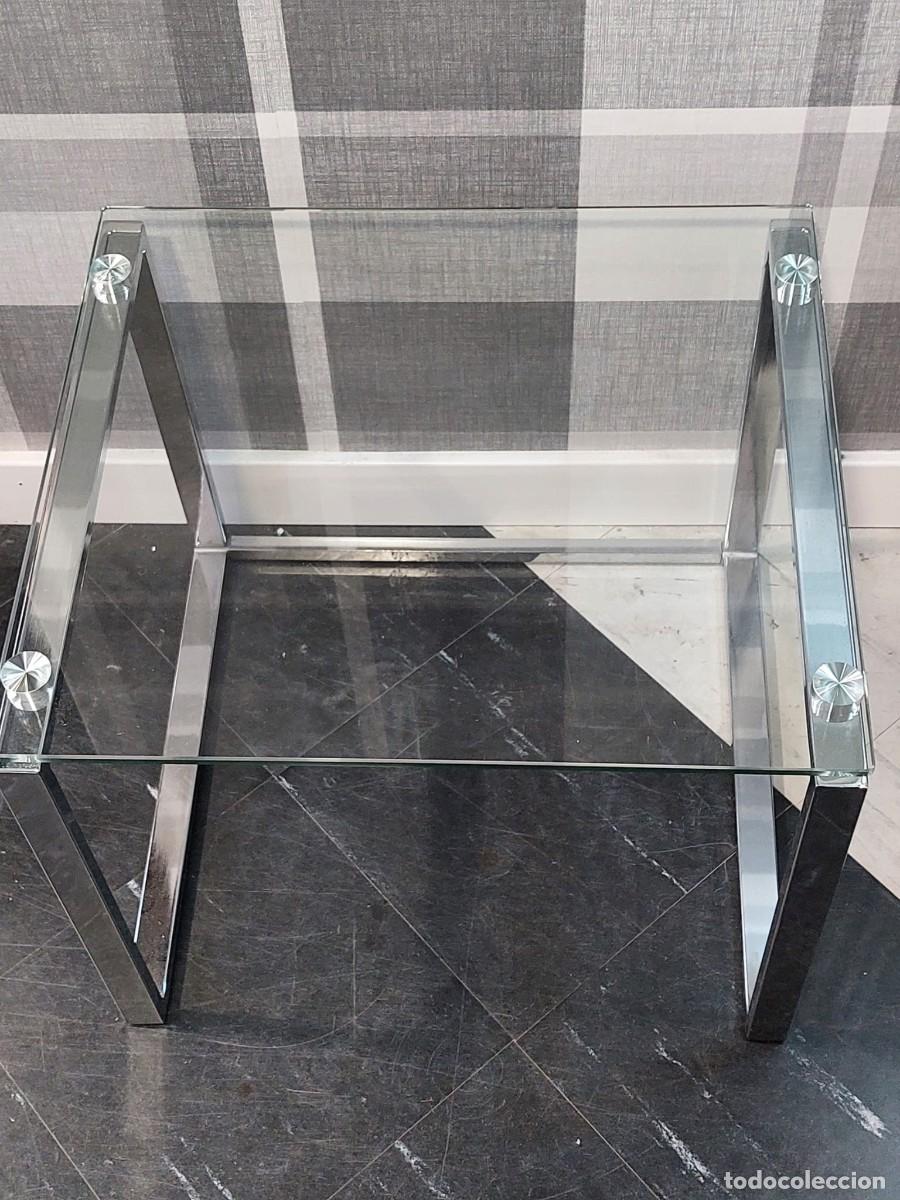 Vintage: Mesa de centro, metal cromado y cristal - Foto 2