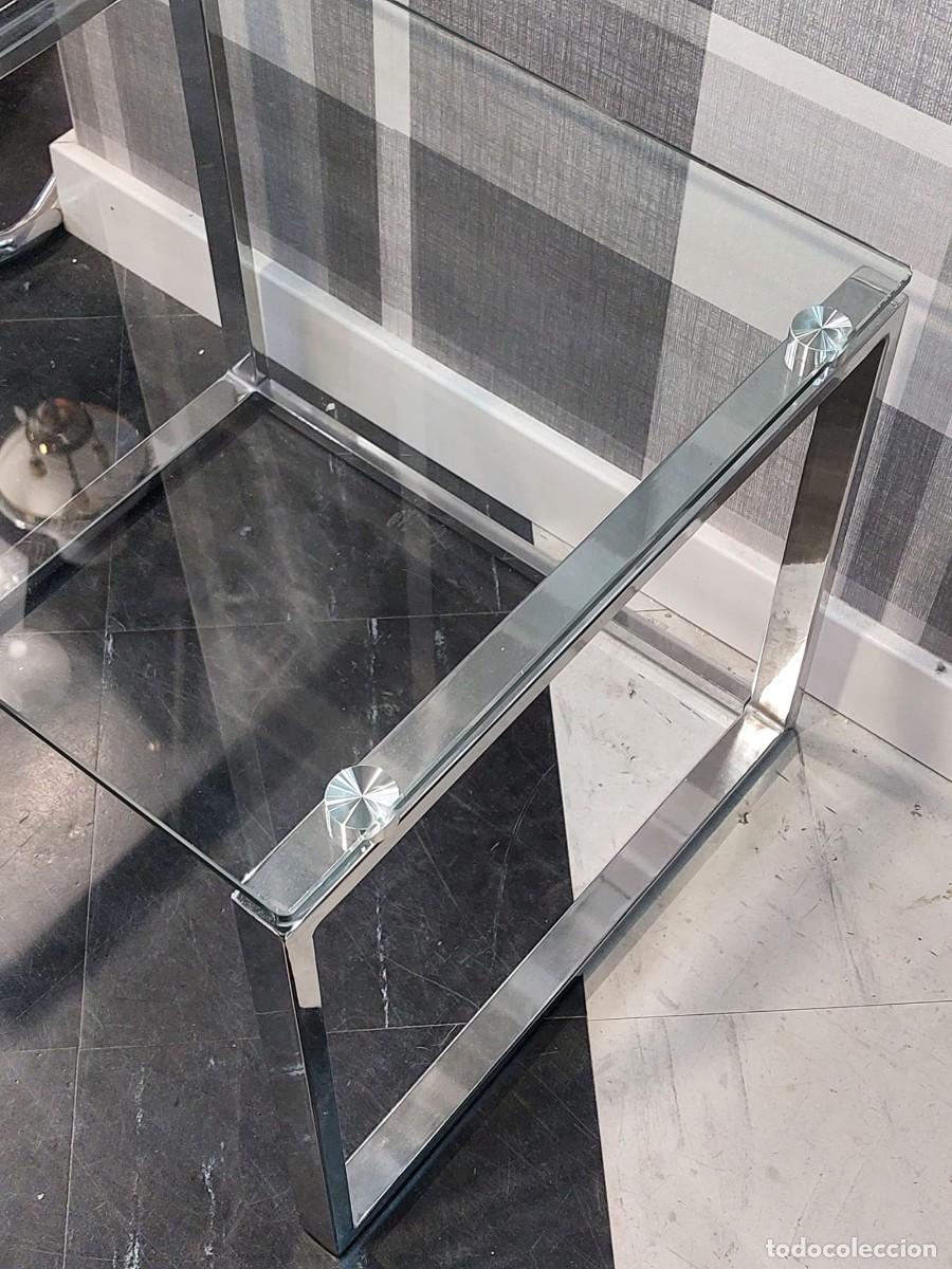 Vintage: Mesa de centro, metal cromado y cristal - Foto 3