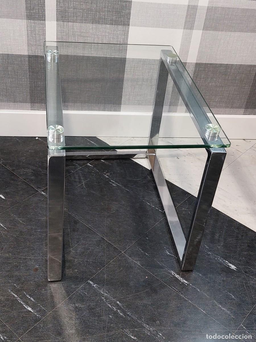 Vintage: Mesa de centro, metal cromado y cristal - Foto 1