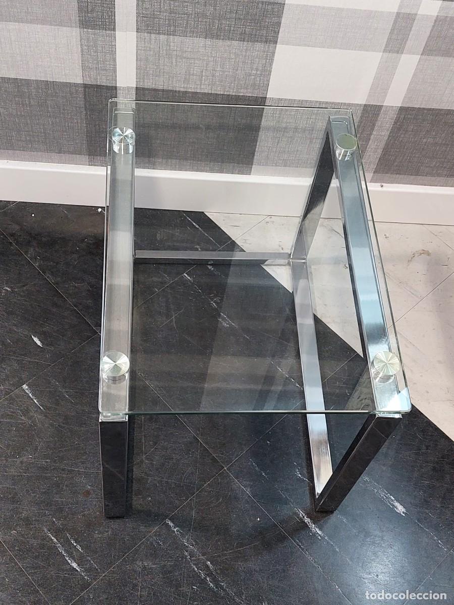 Vintage: Mesa de centro, metal cromado y cristal - Foto 2