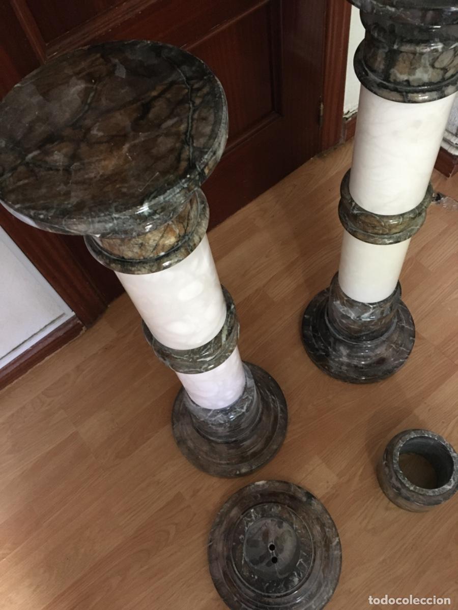 Vintage: Columnas alabastro marmolizado blanco verde - Foto 2