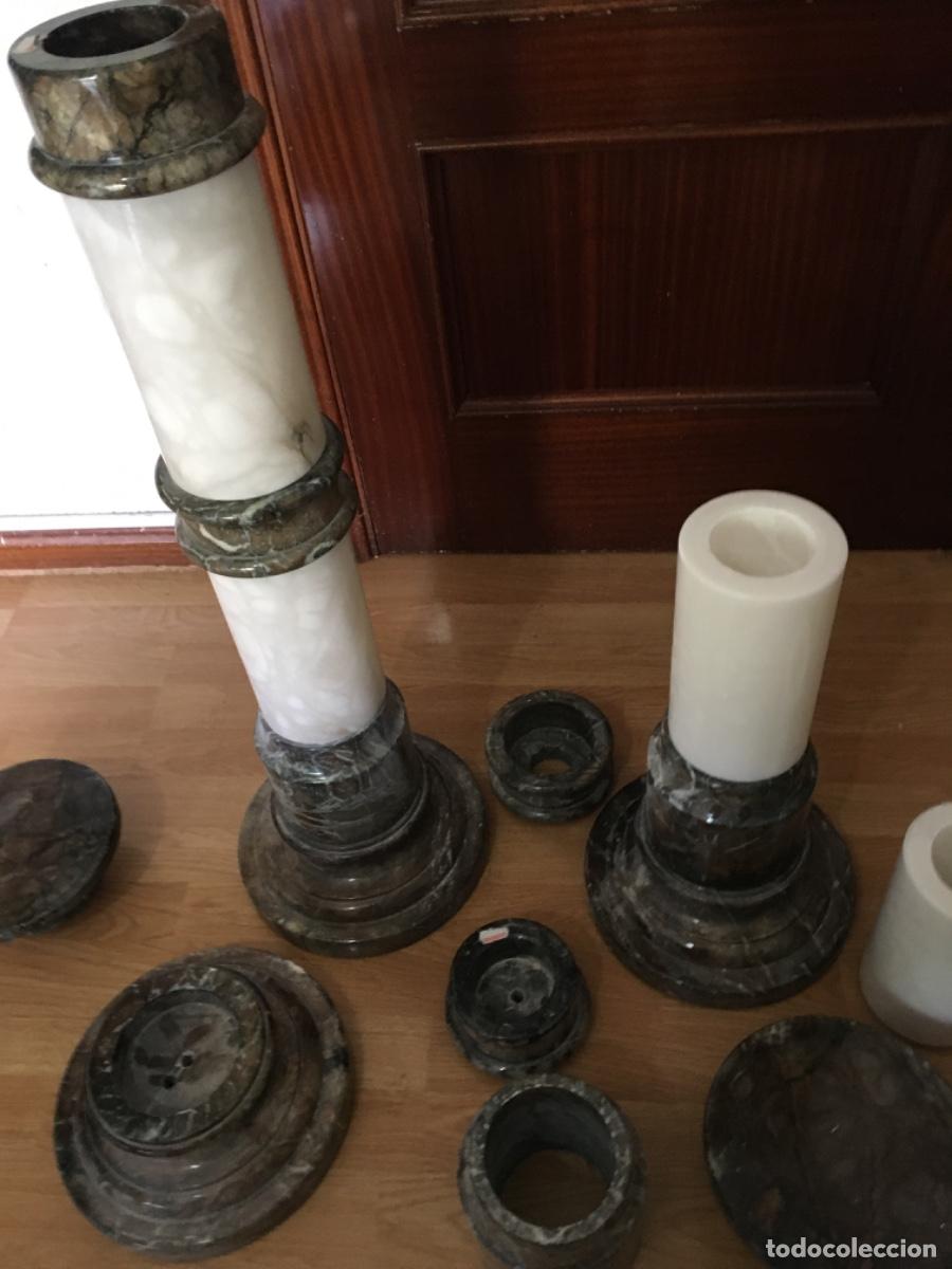 Vintage: Columnas alabastro marmolizado blanco verde - Foto 8