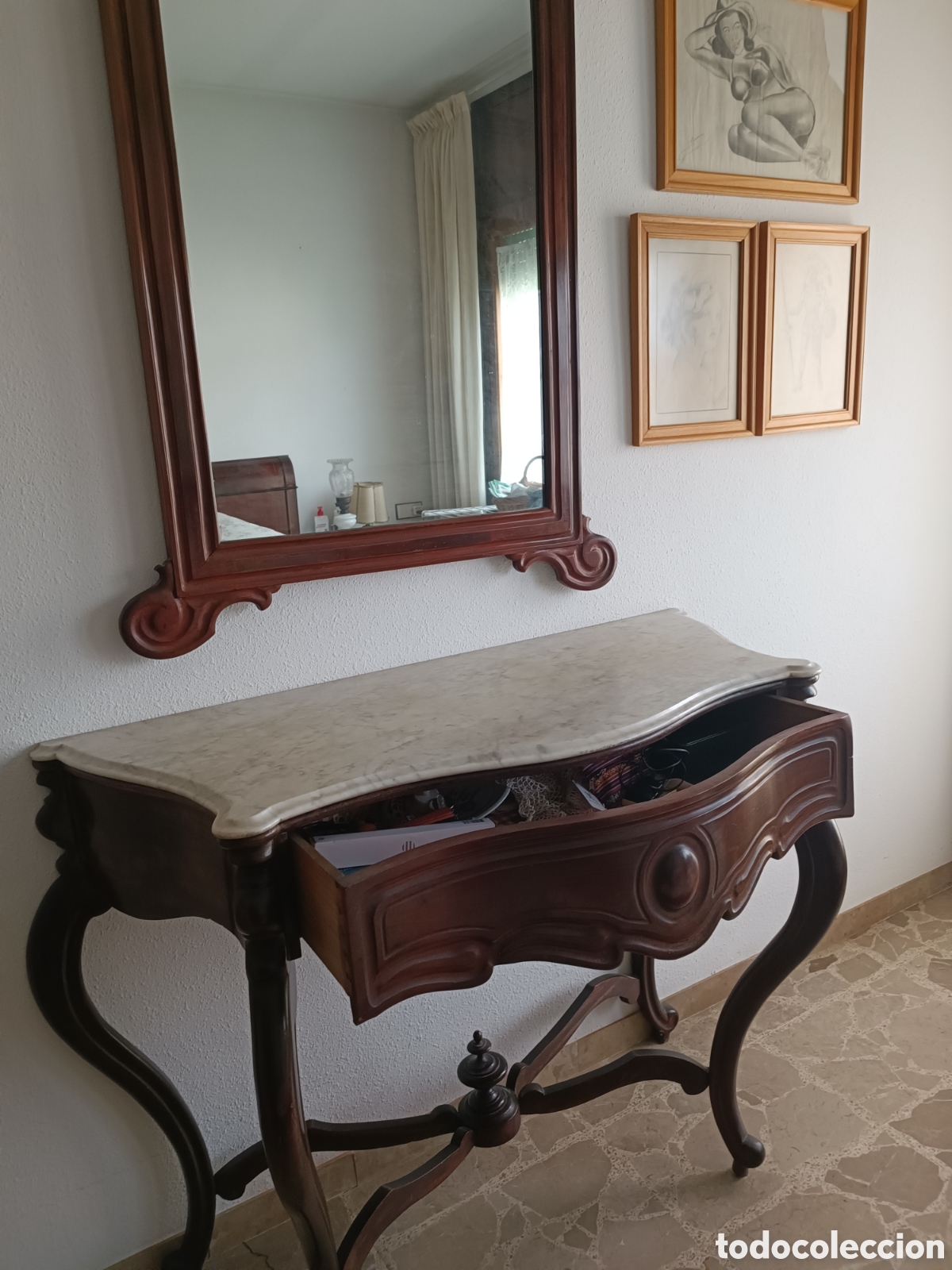 Vintage: C&oacute;moda con espejo madera de caoba - Foto 4
