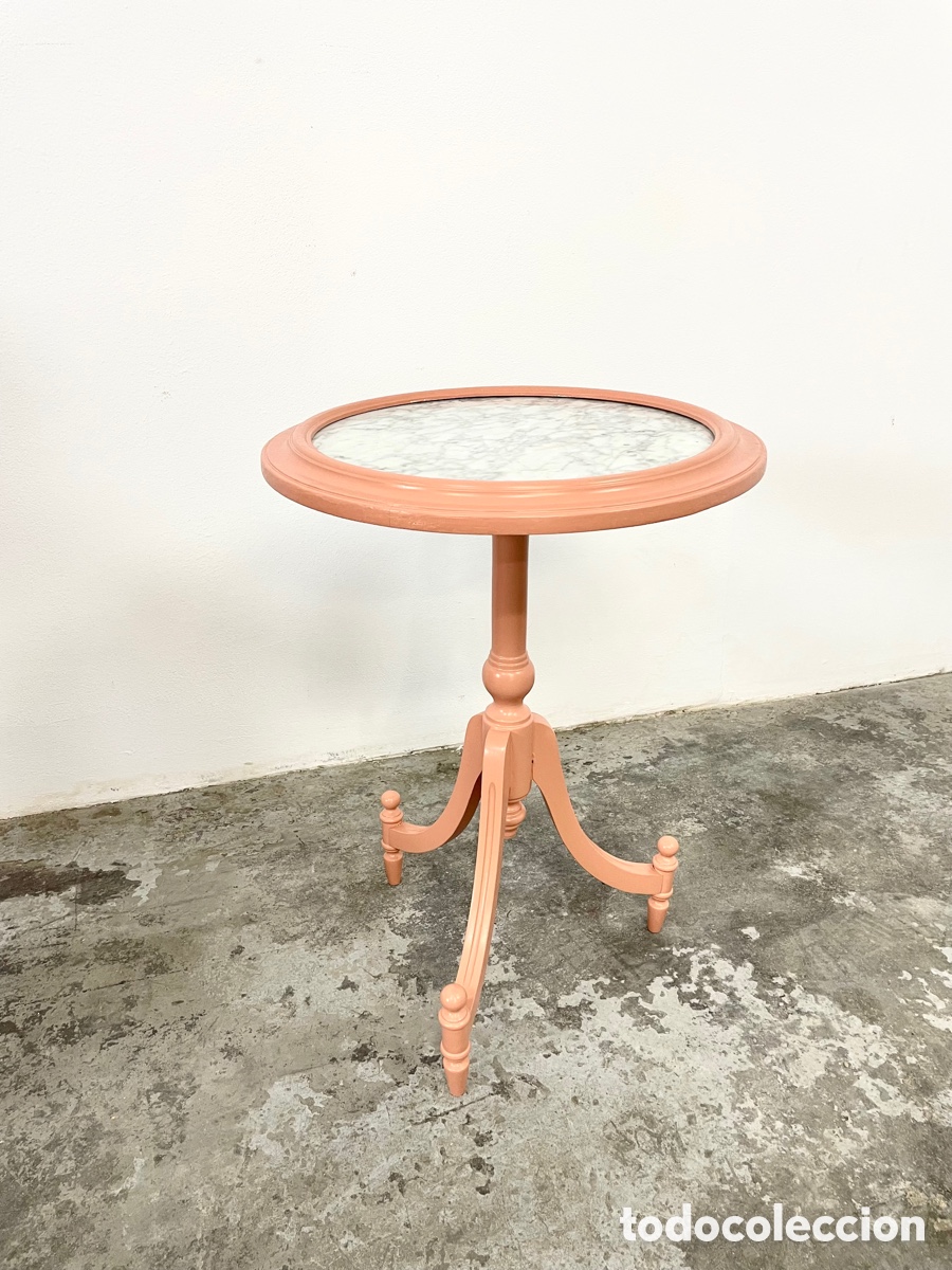Vintage: Mesa auxiliar de madera y m&aacute;rmol - Foto 4