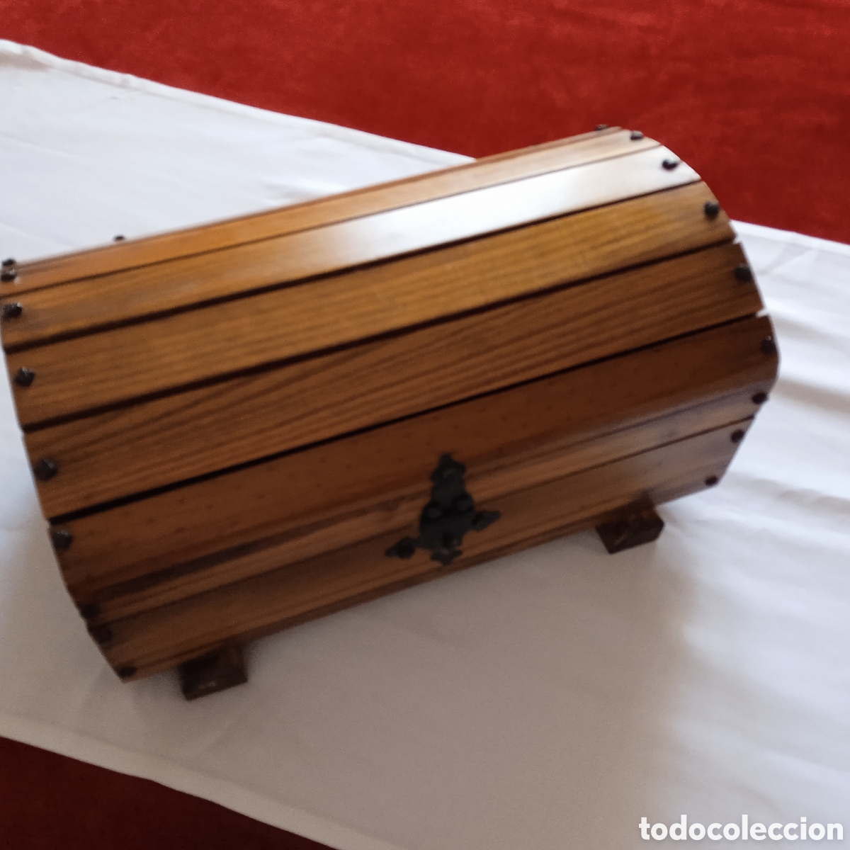 Vintage: Ba&uacute;l vintage de madera y remaches - Foto 4