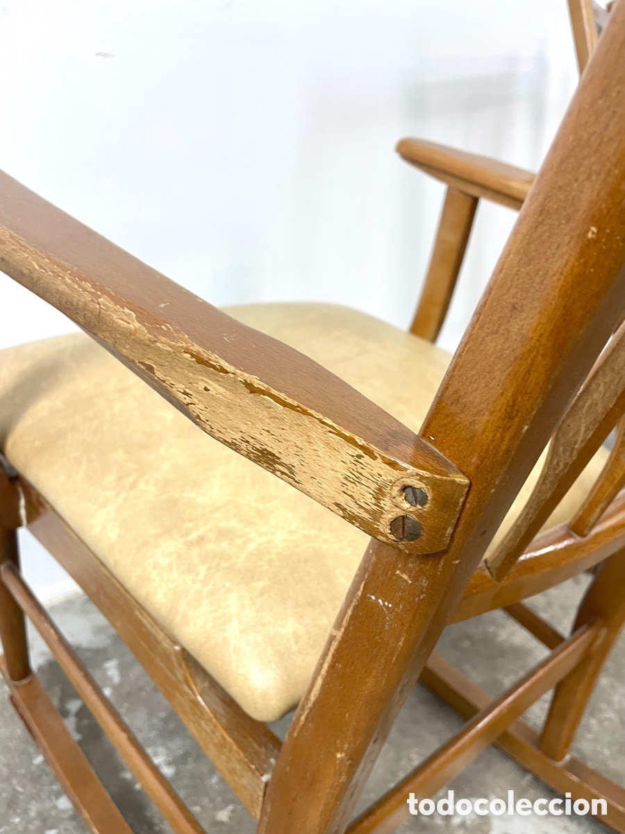 Vintage: Pareja mecedoras de madera y scai - Foto 11