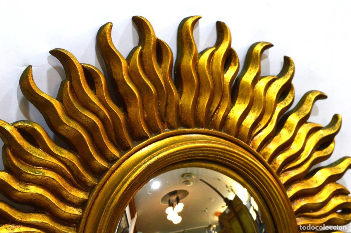 Vintage: Espejo estilo sol madera y cristal convexo - Foto 3