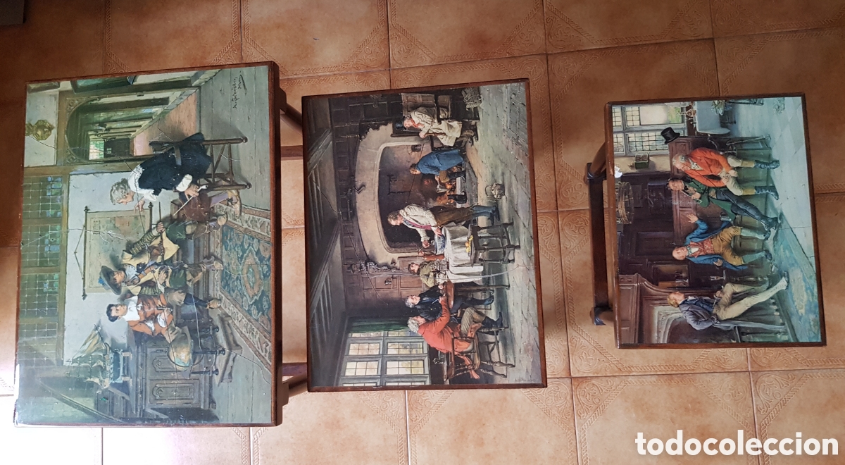 Vintage: Plan quadrille nido de tres mesas de caf&eacute;. - Foto 2