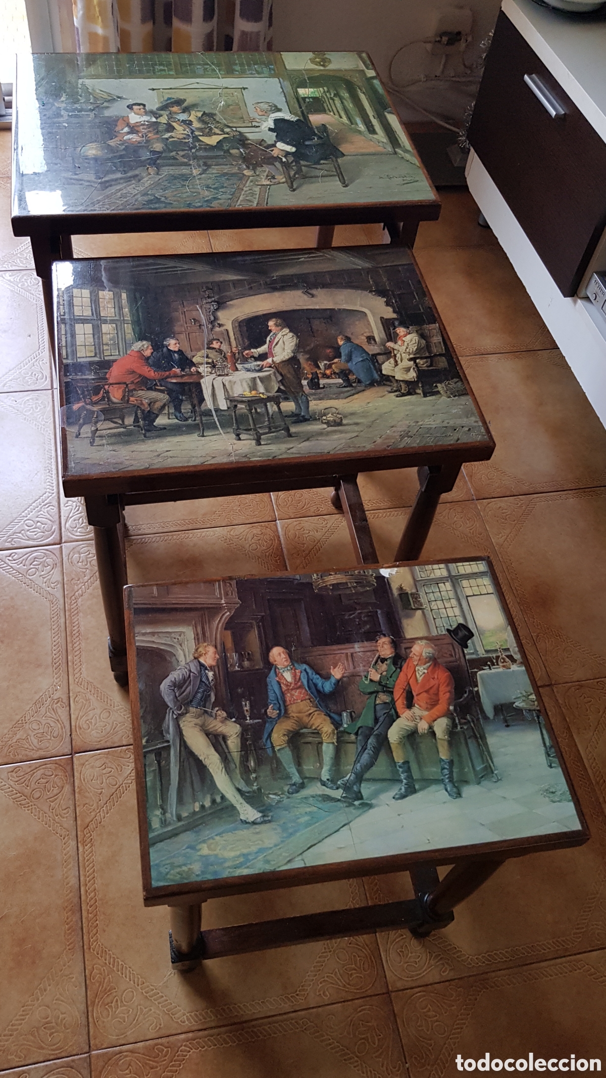 Vintage: Plan quadrille nido de tres mesas de caf&eacute;. - Foto 3