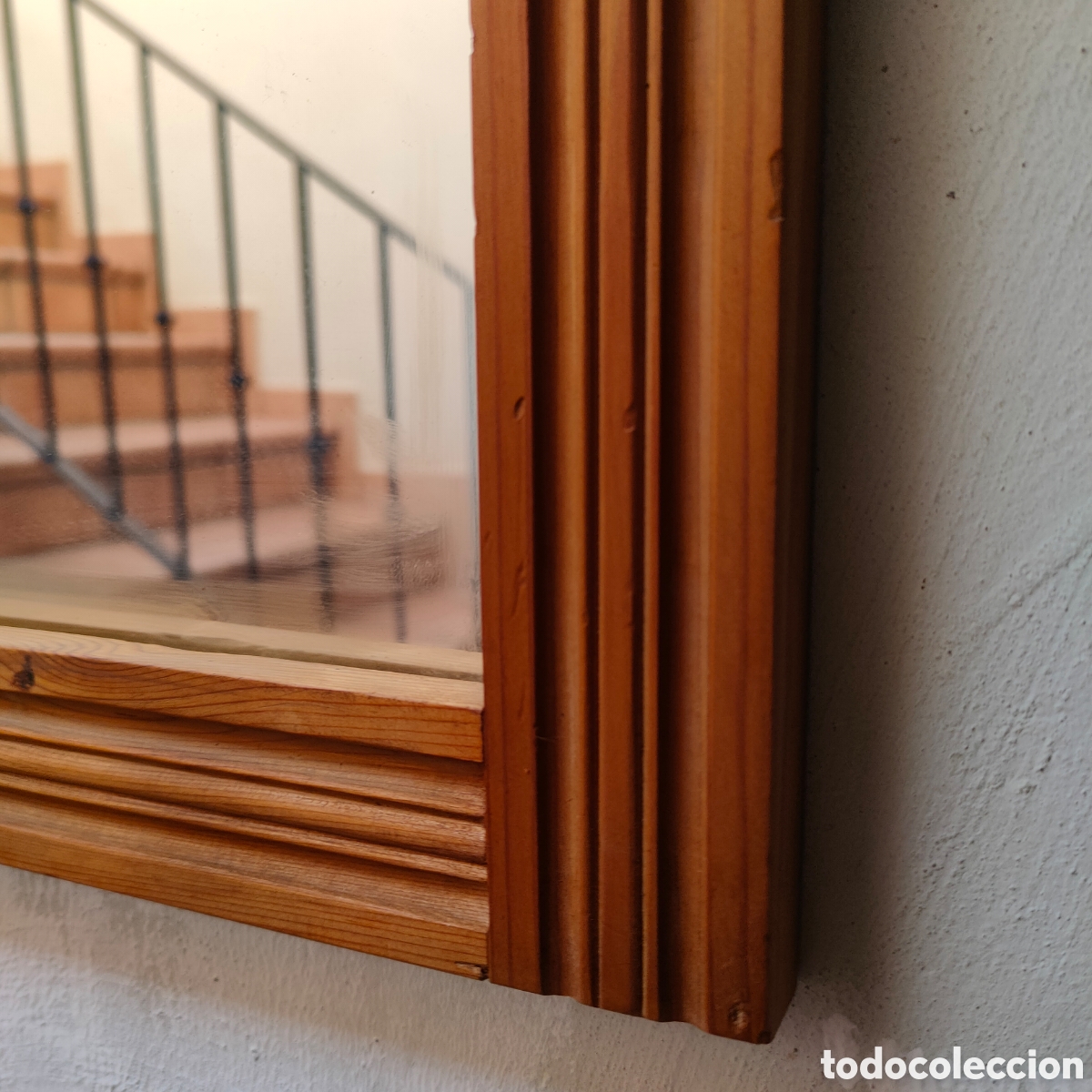 Vintage: ESPEJO DE MADERA. CON REMATES.PIVOTES. - Foto 3