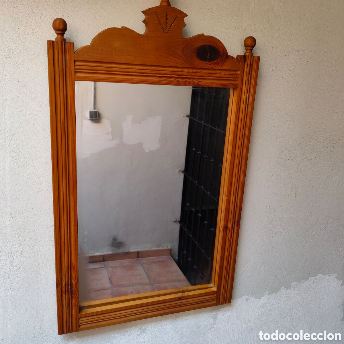 Vintage: ESPEJO DE MADERA. CON REMATES.PIVOTES. - Foto 4