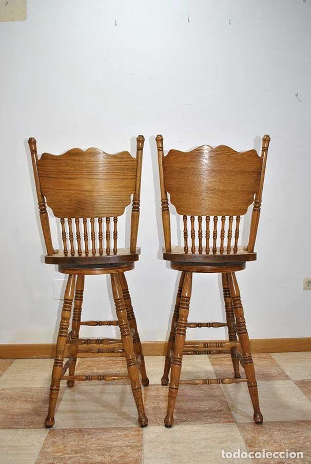Vintage: CONJUNTO DE TABURETES DE MADERA ROBLE - Foto 9