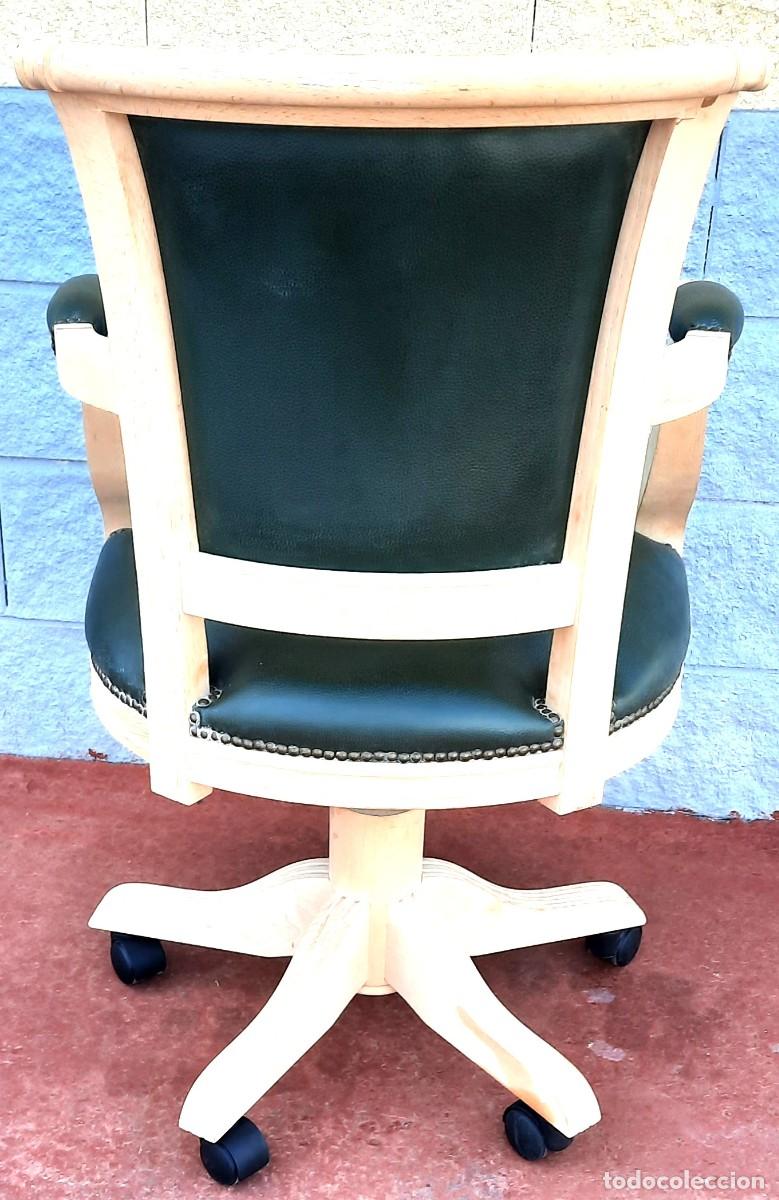 Vintage: SILLON INGLES GIRATORIO POLIPIEL VERDE - Foto 4