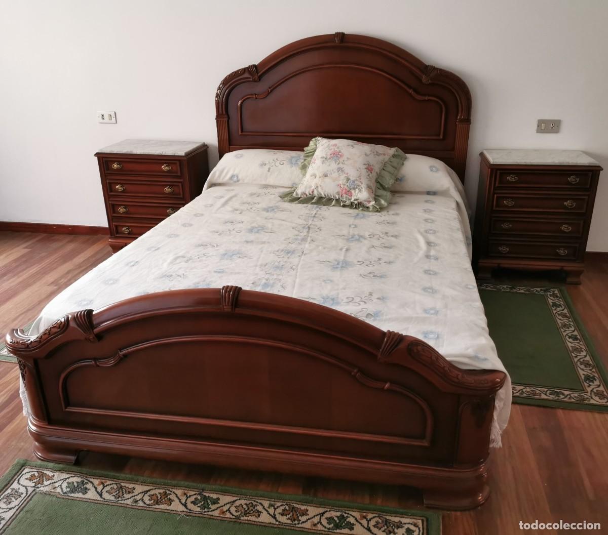 Vintage: Cama y dos Mesillas con tapas de Granito Blanco. - Foto 3