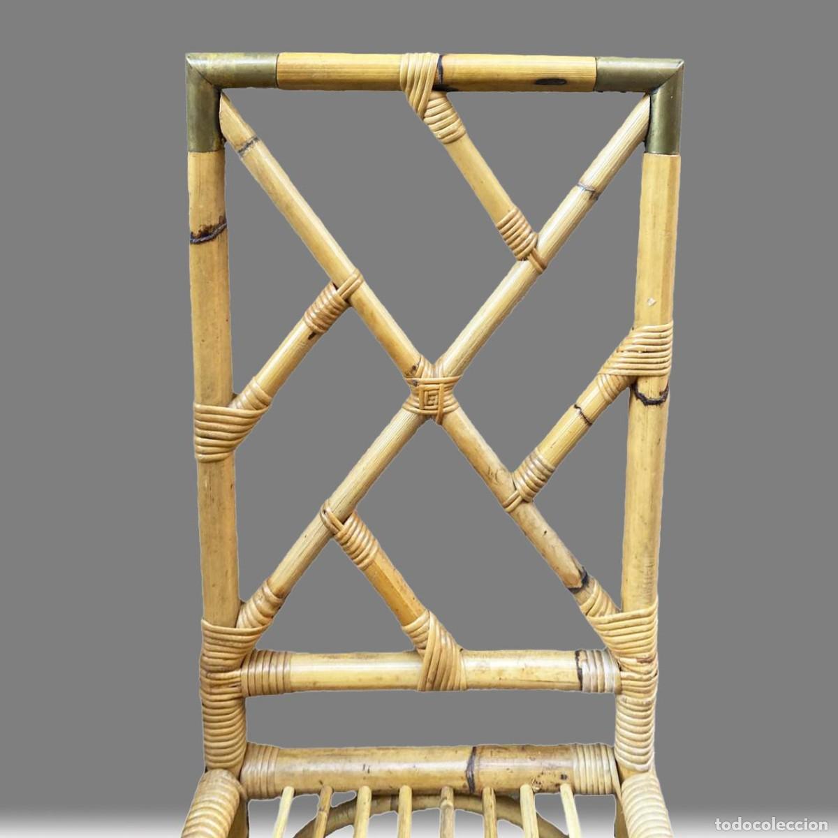 Vintage: CONJUNTO DE 6 SILLAS DE BAMBU Y LATON 1970 - Foto 1