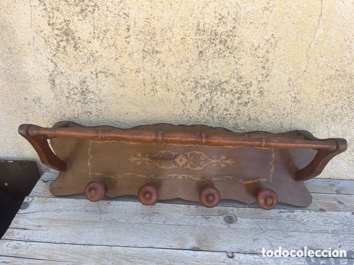 Vintage: Perchero de pared con dibujo de marqueter&iacute;a - Foto 2