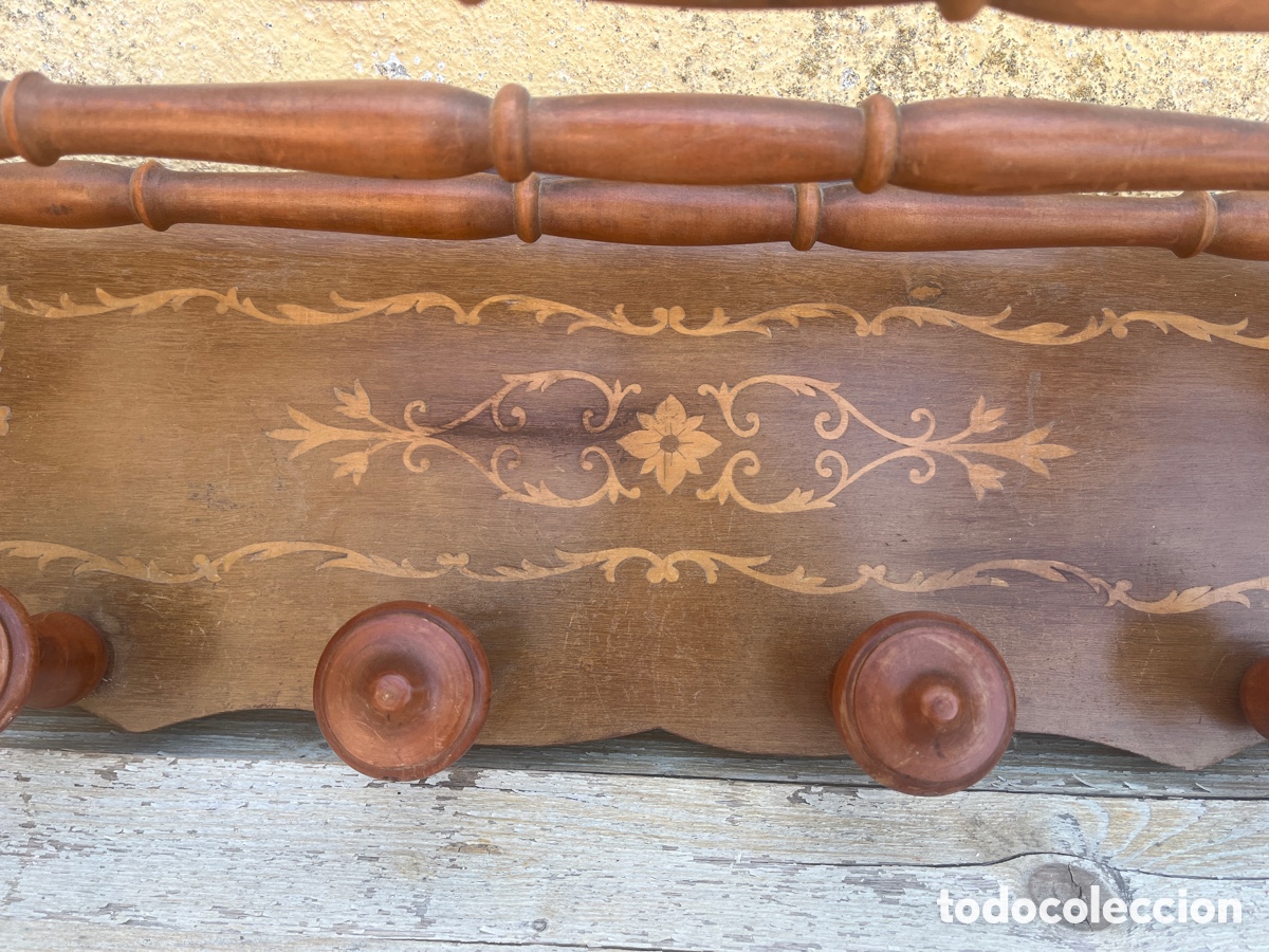 Vintage: Perchero de pared con dibujo de marqueter&iacute;a - Foto 3