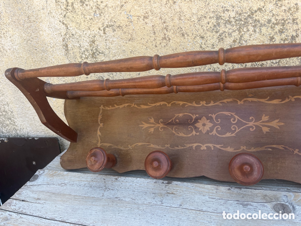 Vintage: Perchero de pared con dibujo de marqueter&iacute;a - Foto 5