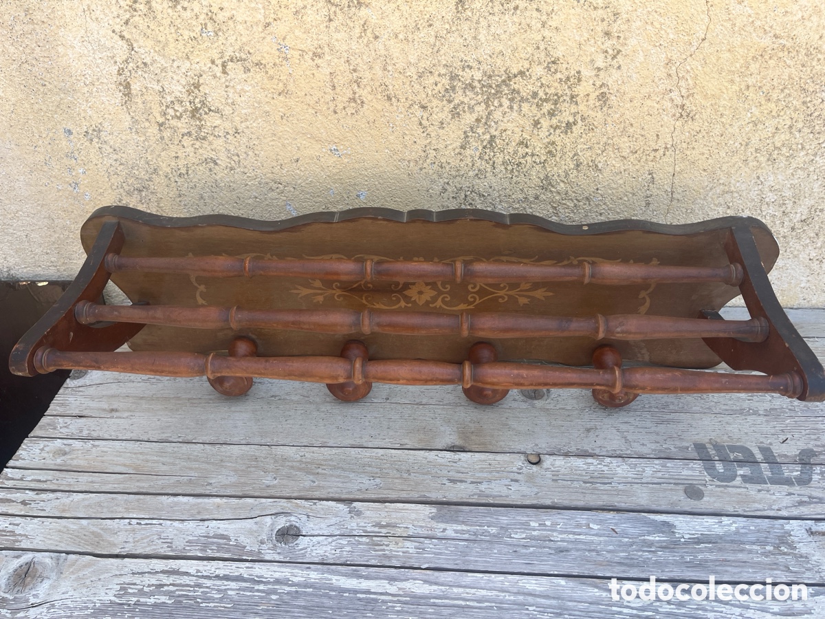 Vintage: Perchero de pared con dibujo de marqueter&iacute;a - Foto 6
