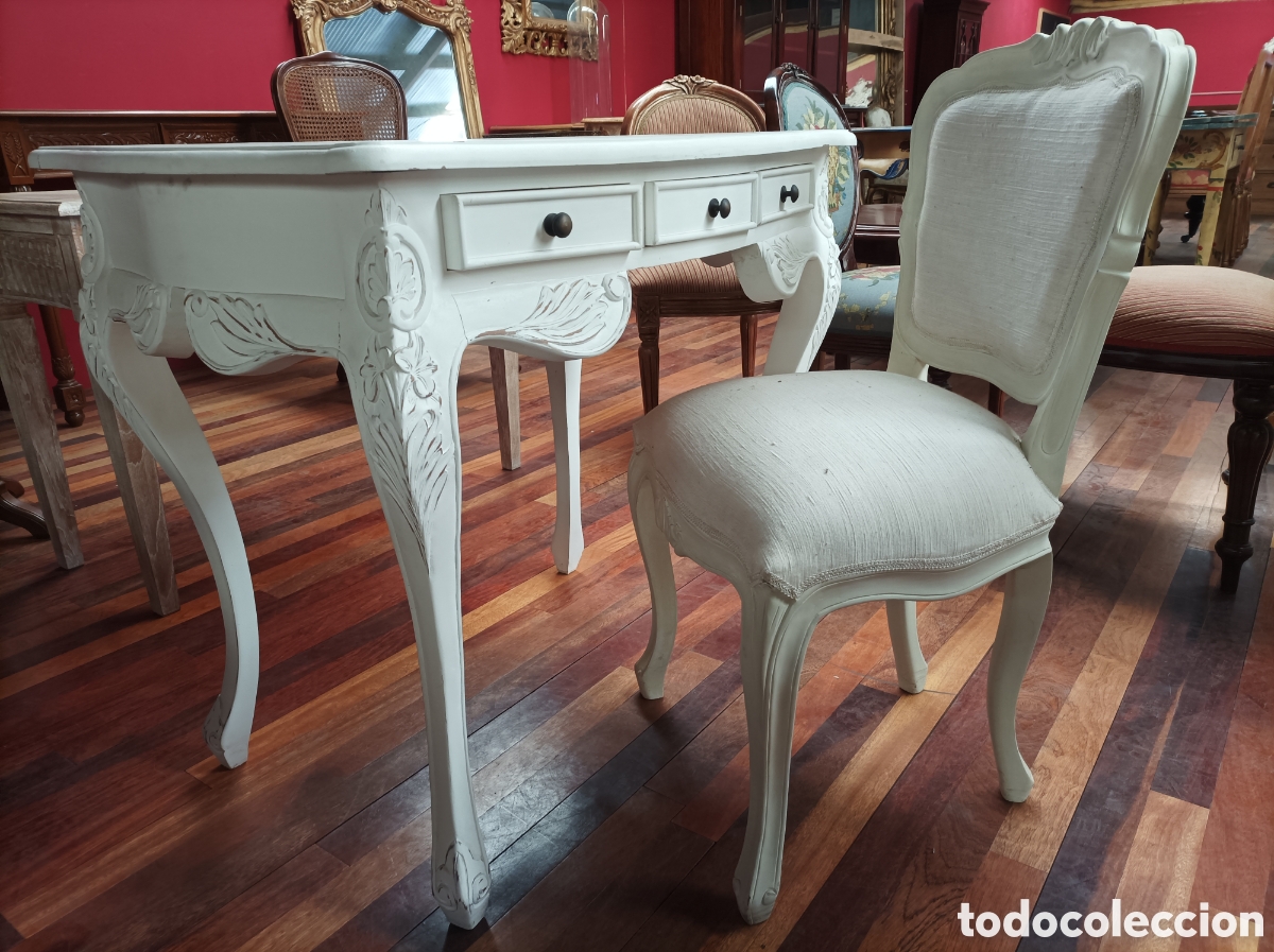Vintage: Mesa escritorio y silla en blanco - Foto 1