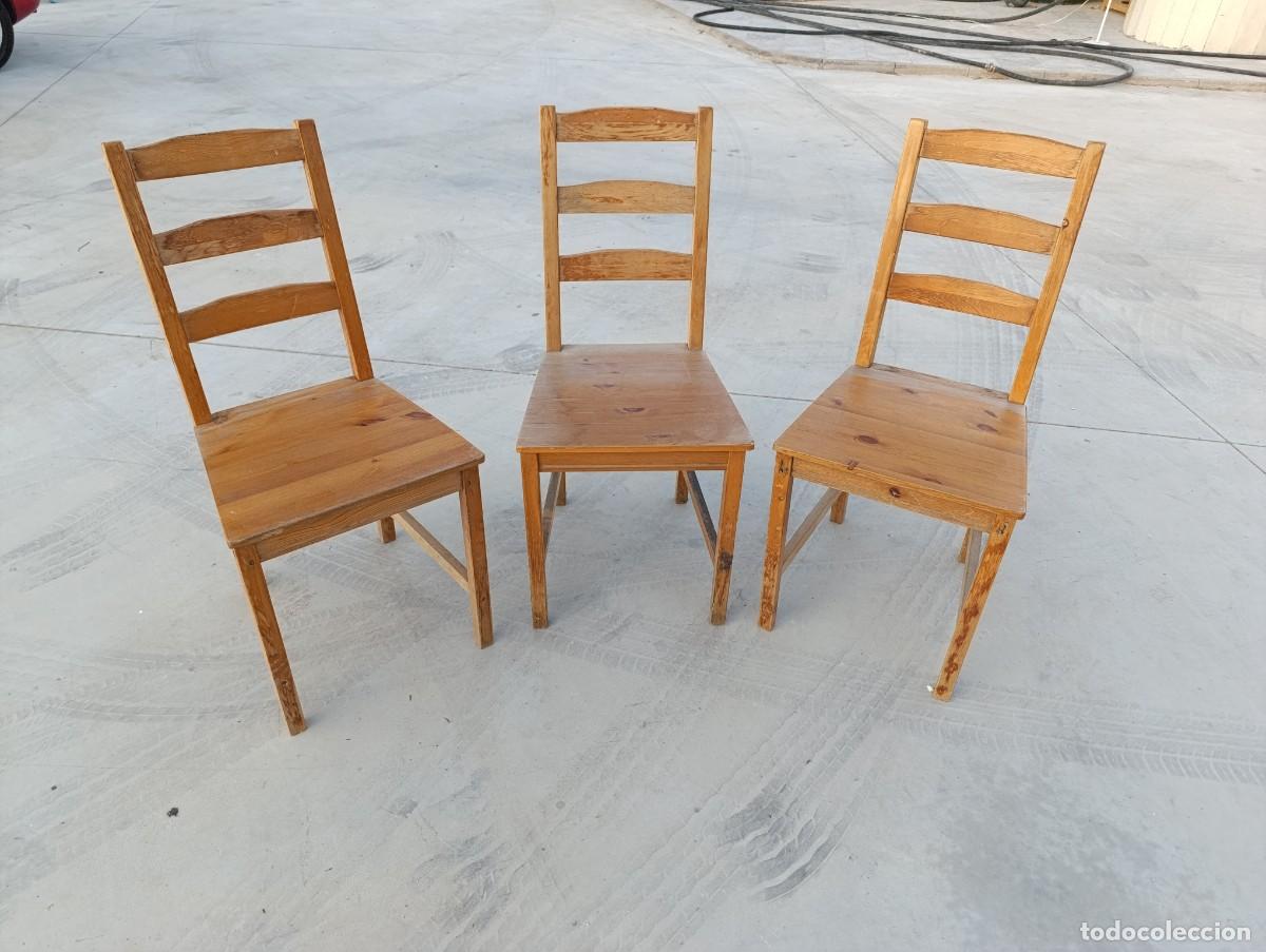 Vintage: Sillas de madera de pino para restaurar. - Foto 1