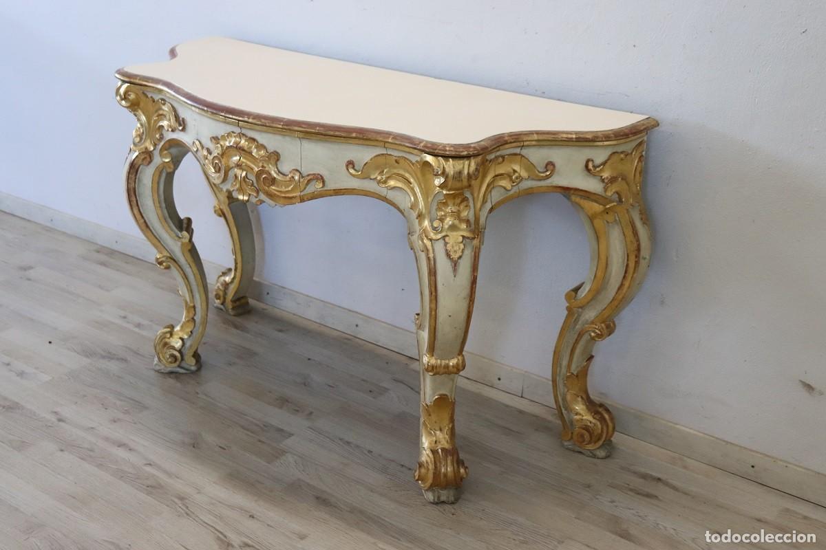 Vintage: Consola de madera tallada y dorada - Foto 3