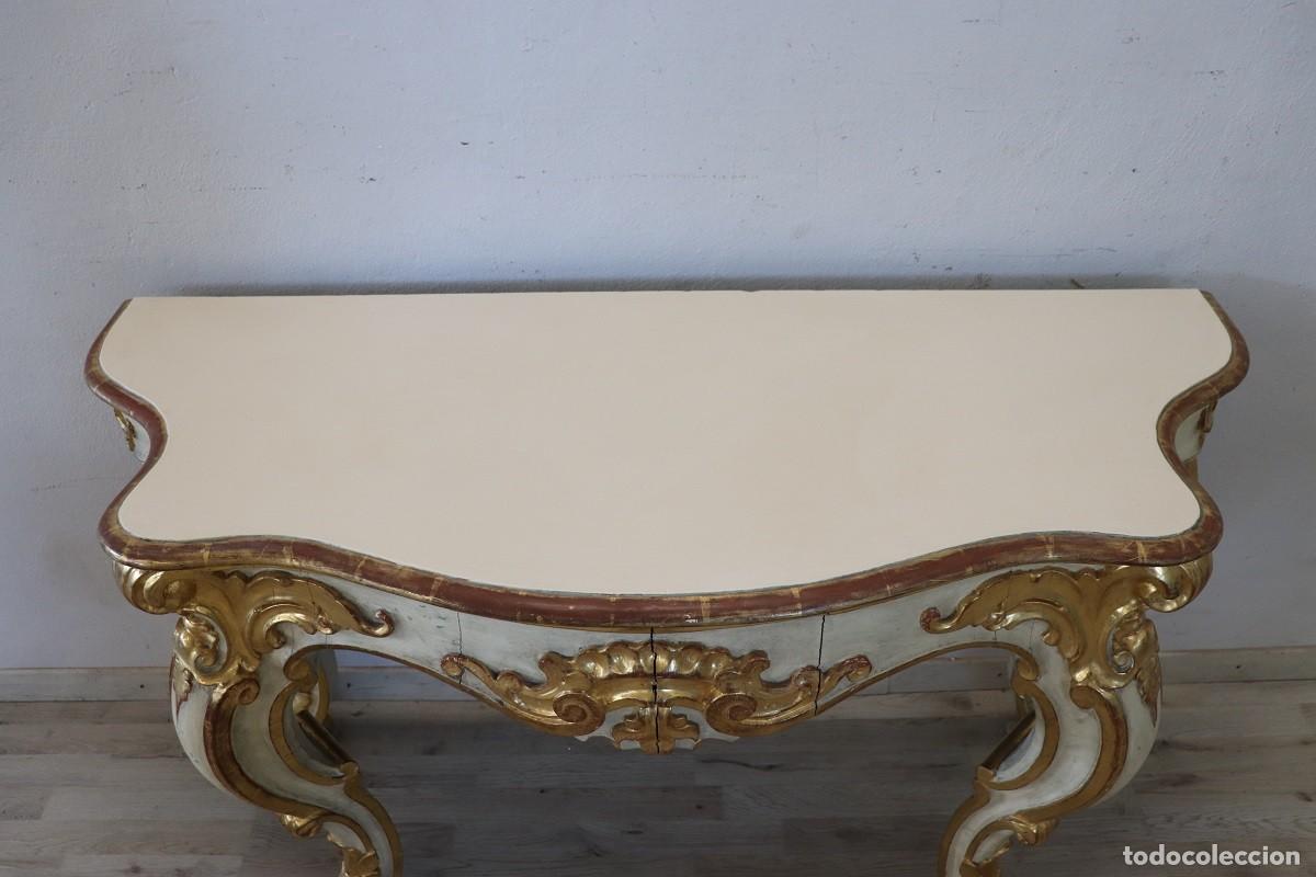Vintage: Consola de madera tallada y dorada - Foto 4