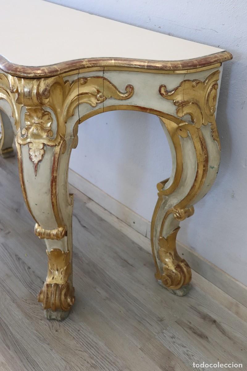 Vintage: Consola de madera tallada y dorada - Foto 7