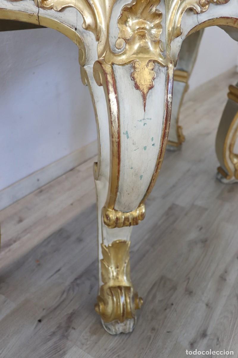 Vintage: Consola de madera tallada y dorada - Foto 10