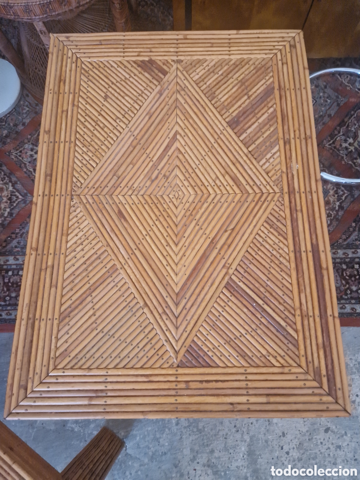 Vintage: Mesita rectangular de Vivai del Sud en rat&aacute;n a&ntilde;os 70 - Foto 3