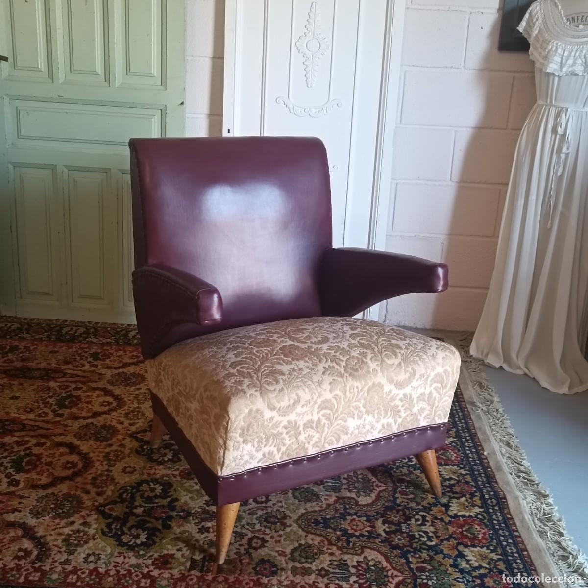 Vintage: SILL&Oacute;N VINTAGE DE PIEL GRANATE. - Foto 1