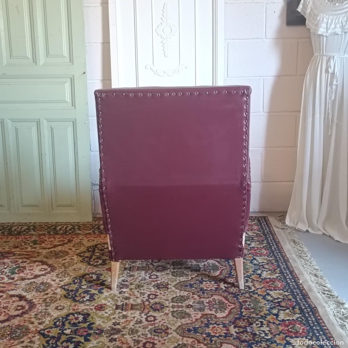 Vintage: SILL&Oacute;N VINTAGE DE PIEL GRANATE. - Foto 4