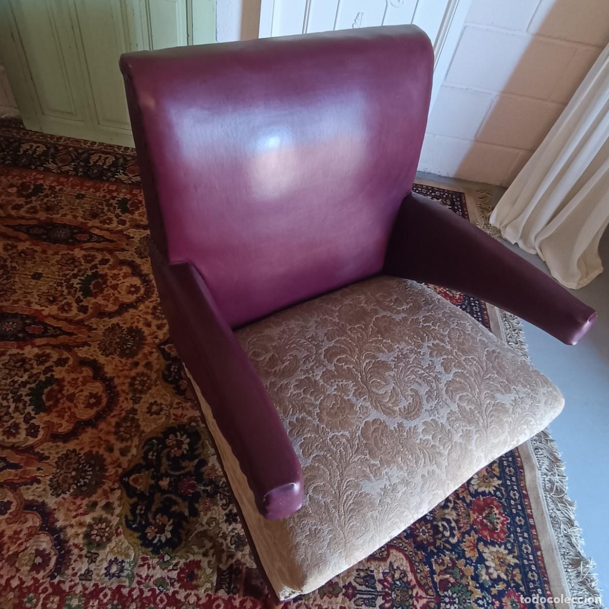 Vintage: SILL&Oacute;N VINTAGE DE PIEL GRANATE. - Foto 6
