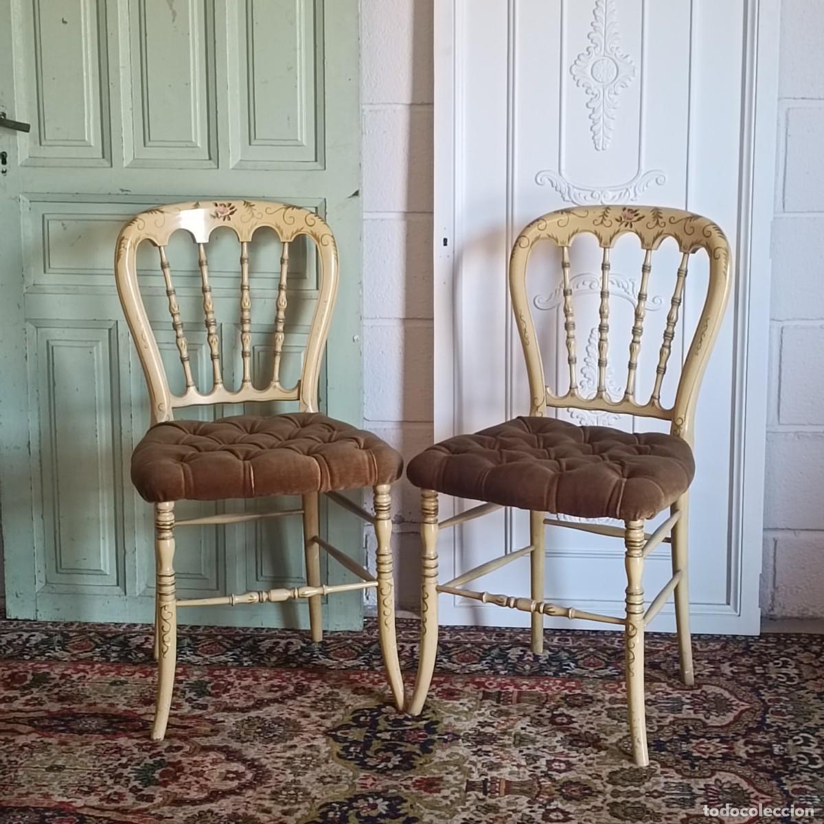 Vintage: PAREJA DE SILLAS ESTILO NAPOLE&Oacute;N. - Foto 1