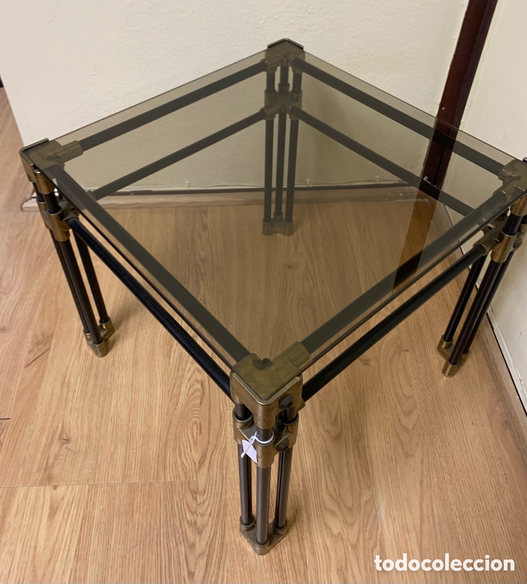 Vintage: Mesa auxiliar metal y Cristal - Foto 3
