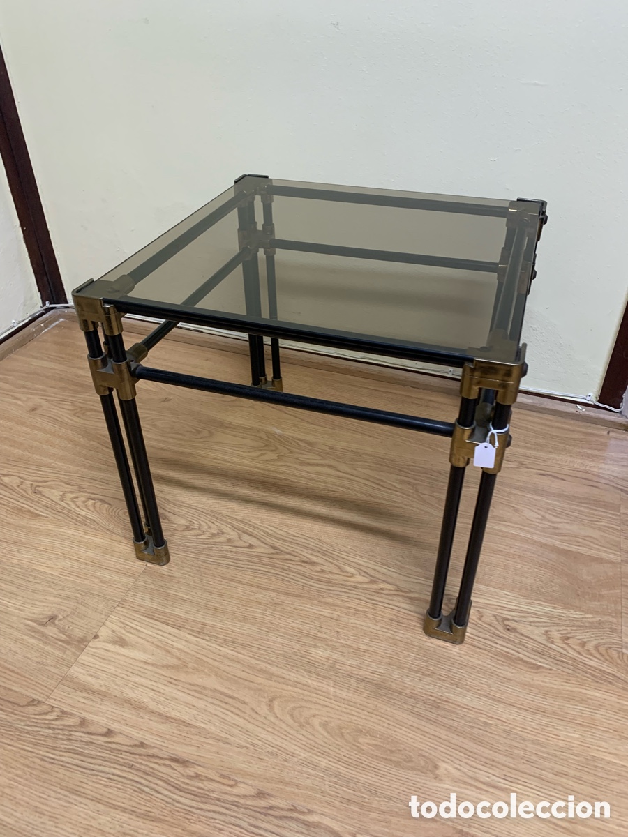 Vintage: Mesa auxiliar metal y Cristal - Foto 1
