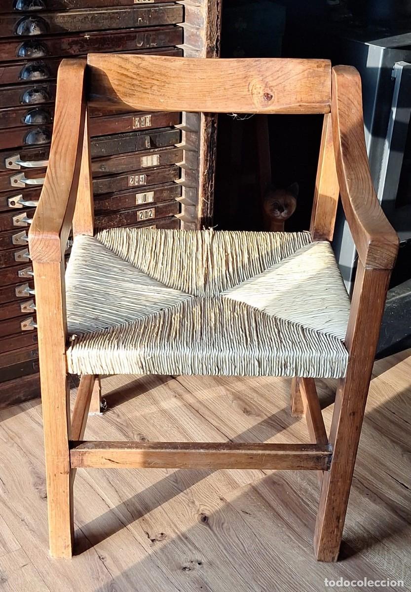 Vintage: Antiguo Sill&oacute;n de Madera y Mimbre - Foto 1