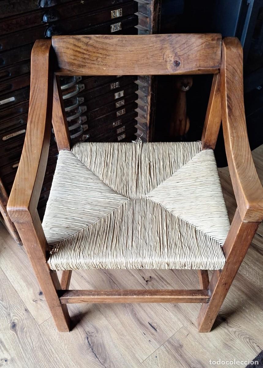 Vintage: Antiguo Sill&oacute;n de Madera y Mimbre - Foto 2