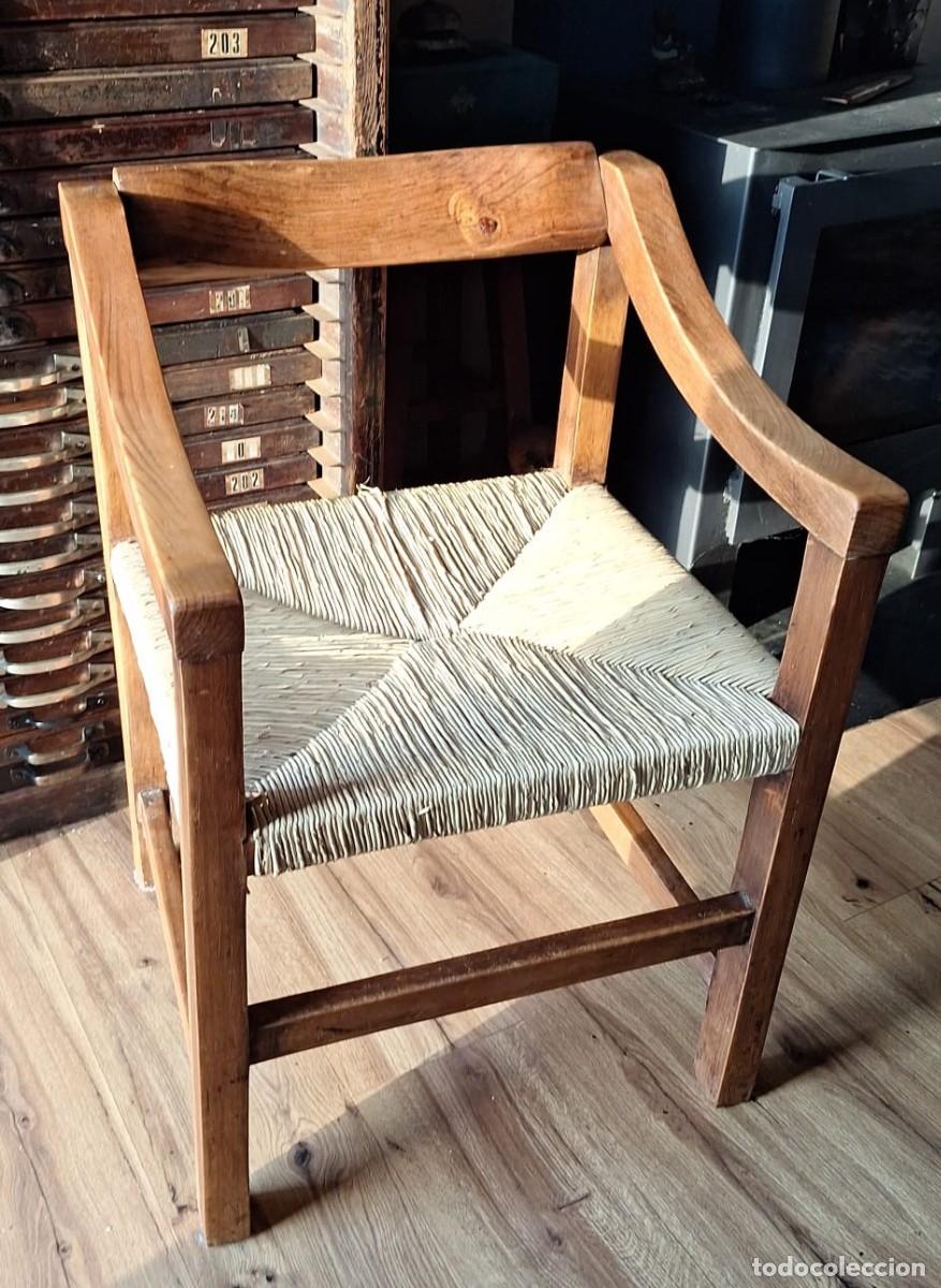 Vintage: Antiguo Sill&oacute;n de Madera y Mimbre - Foto 3