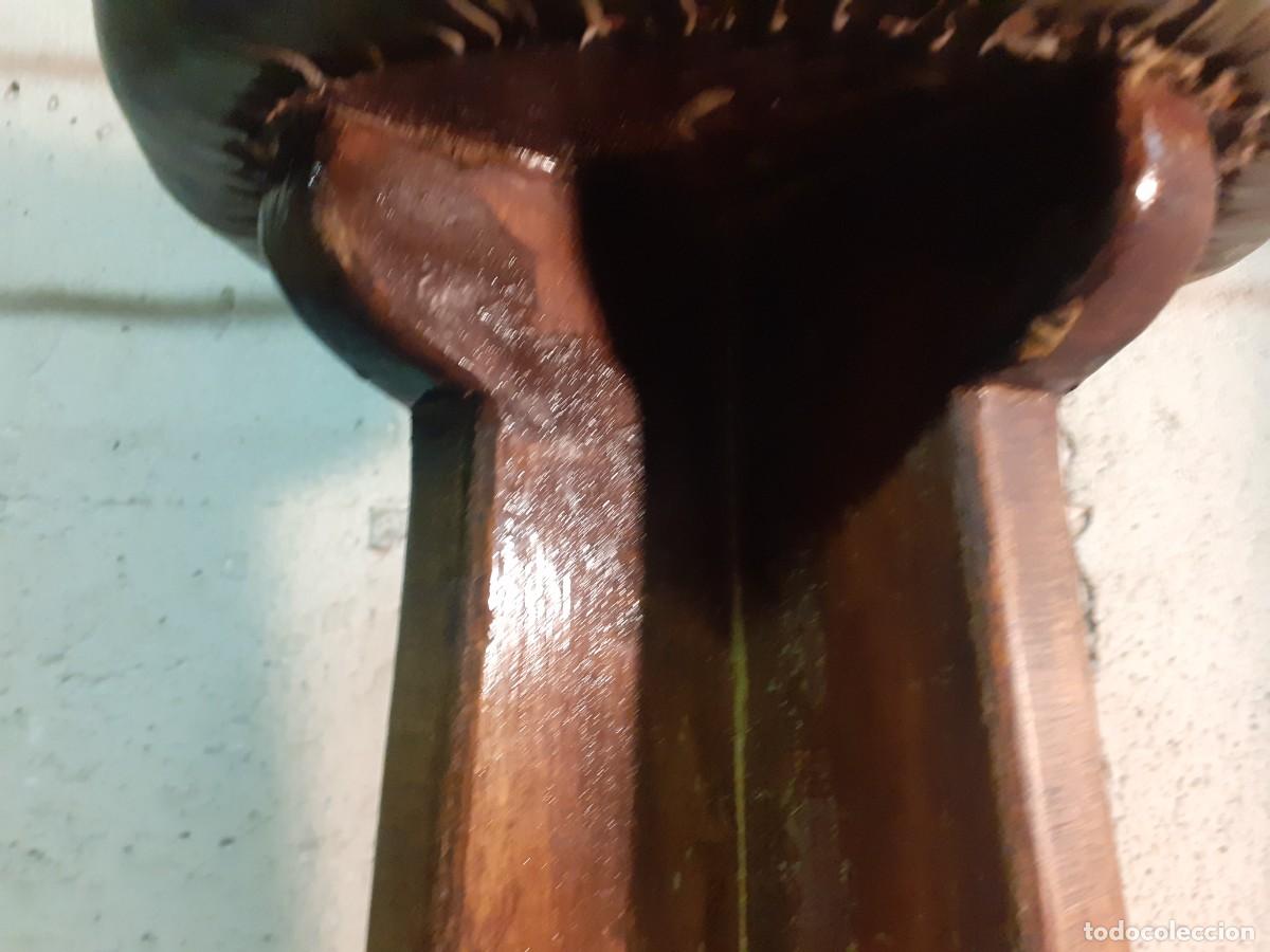 Vintage: Taburete alto ingl&eacute;s madera y cuero - Foto 3