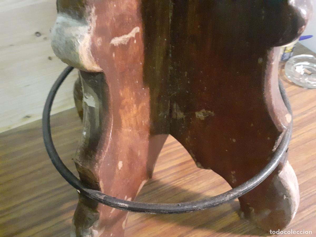 Vintage: Taburete alto ingl&eacute;s madera y cuero - Foto 4