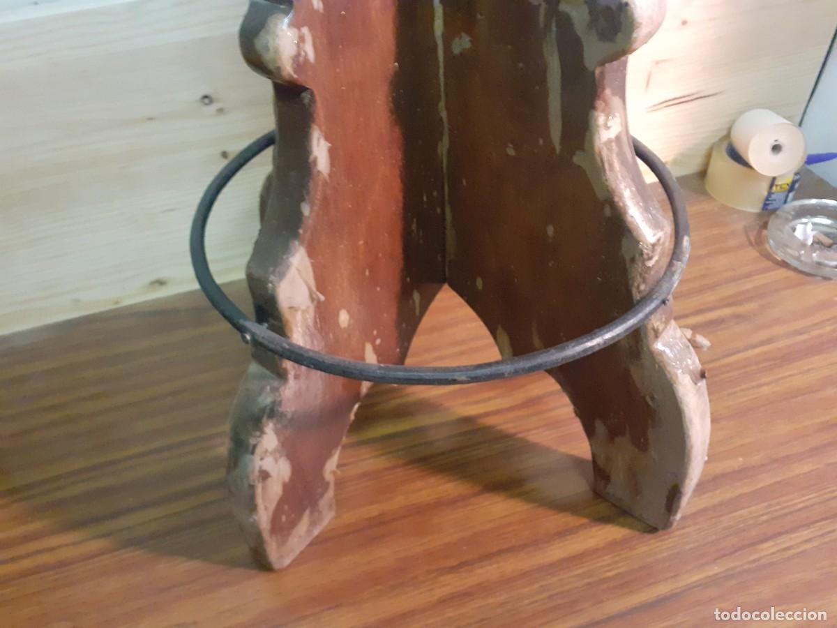 Vintage: Taburete alto ingl&eacute;s madera y cuero - Foto 7