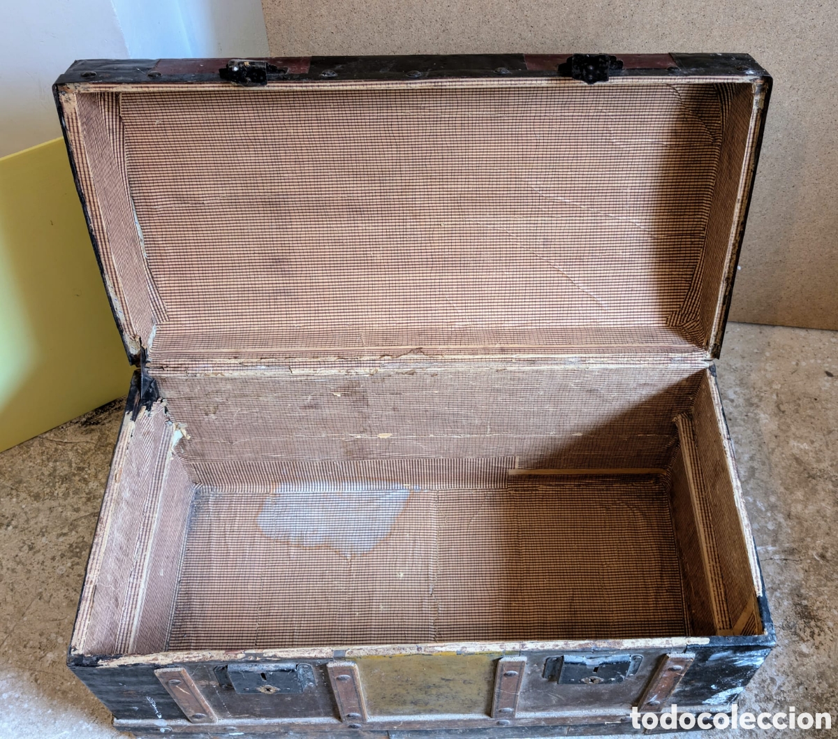 Vintage: Ba&uacute;l arc&oacute;n en chapa y madera - Foto 3