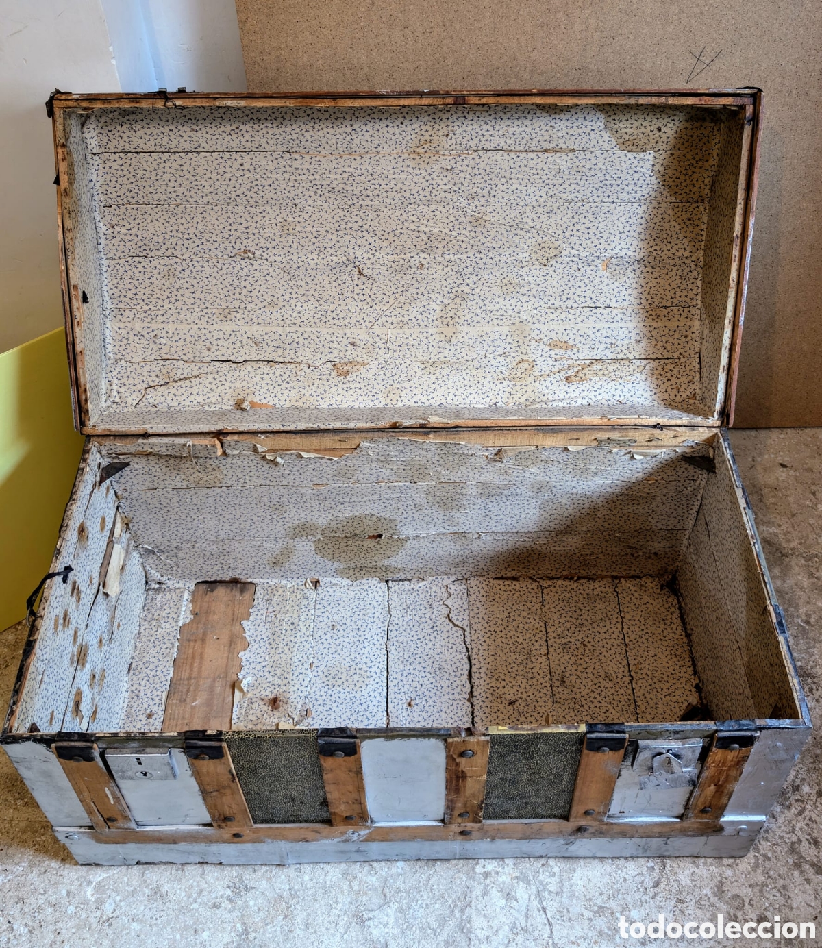 Vintage: Gran ba&uacute;l en chapa y madera - Foto 3
