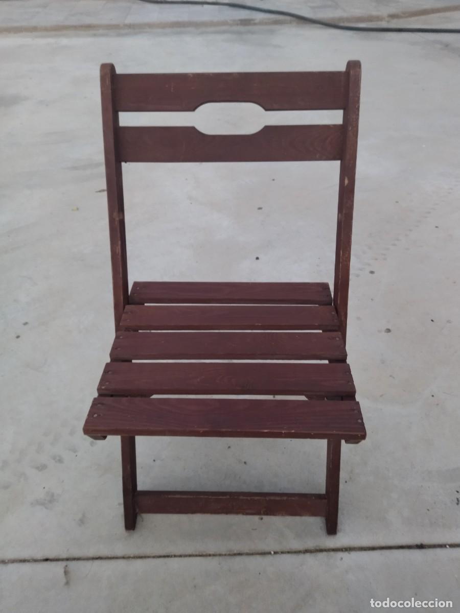 Vintage: Antigua silla plegable, de madera. - Foto 1